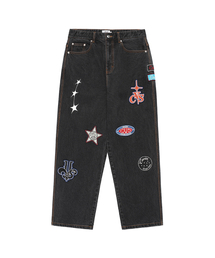 Cavish（カビシ）の「PATCHWORK DENIM PANTS BLACK(CV2EFUD112A)（デニムパンツ）」