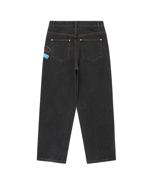 Cavish(カビシ)の「PATCHWORK DENIM PANTS BLACK(CV2EFUD112A)(デニムパンツ・レディース・ブラック・LARGE/MEDIUM/SMALL)」の2枚目の写真