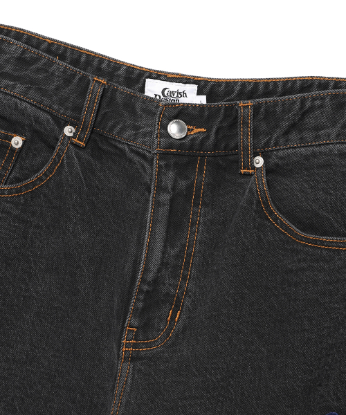 Cavish(カビシ)の「PATCHWORK DENIM PANTS BLACK(CV2EFUD112A)(デニムパンツ・レディース・ブラック・LARGE/MEDIUM/SMALL)」の3枚目の写真