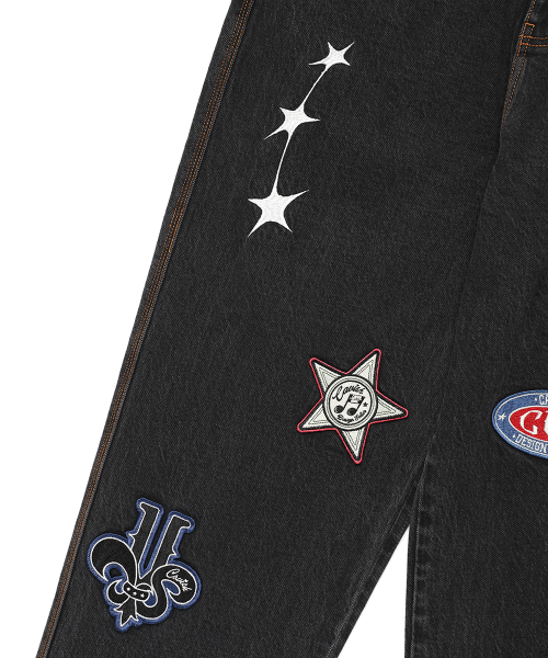 Cavish(カビシ)の「PATCHWORK DENIM PANTS BLACK(CV2EFUD112A)(デニムパンツ・レディース・ブラック・LARGE/MEDIUM/SMALL)」の5枚目の写真