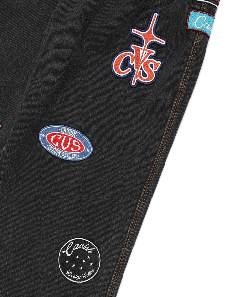 Cavish(カビシ)の「PATCHWORK DENIM PANTS BLACK(CV2EFUD112A)(デニムパンツ・レディース・ブラック・LARGE/MEDIUM/SMALL)」の6枚目の写真