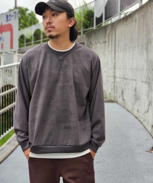 NO NEED(ノーニード)の「フェイクスエードレイヤード(Tシャツ/カットソー・メンズ・ブルー/グリーン/ライトグレー/マスタード/チャコール・LL/L/M/S)」の3枚目の写真