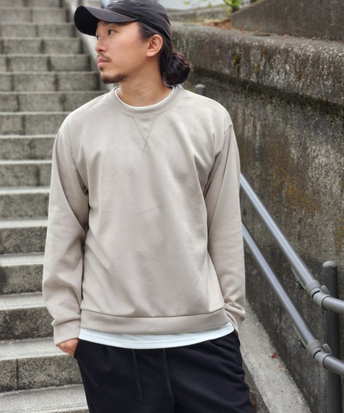 NO NEED(ノーニード)の「フェイクスエードレイヤード(Tシャツ/カットソー・メンズ・ブルー/グリーン/ライトグレー/マスタード/チャコール・LL/L/M/S)」の2枚目の写真