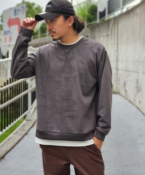 NO NEED(ノーニード)の「フェイクスエードレイヤード(Tシャツ/カットソー・メンズ・ブルー/グリーン/ライトグレー/マスタード/チャコール・LL/L/M/S)」の21枚目の写真