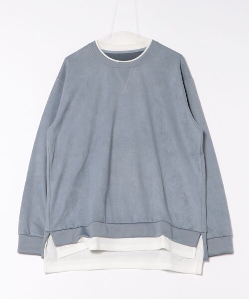 NO NEED(ノーニード)の「フェイクスエードレイヤード(Tシャツ/カットソー・メンズ・ブルー/グリーン/ライトグレー/マスタード/チャコール・LL/L/M/S)」の8枚目の写真