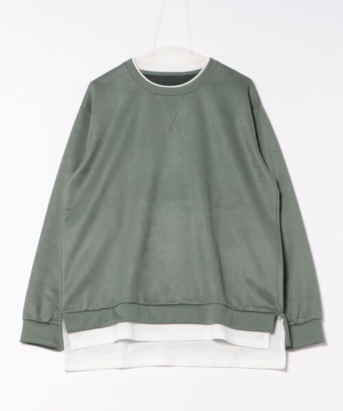 NO NEED(ノーニード)の「フェイクスエードレイヤード(Tシャツ/カットソー・メンズ・ブルー/グリーン/ライトグレー/マスタード/チャコール・LL/L/M/S)」の7枚目の写真