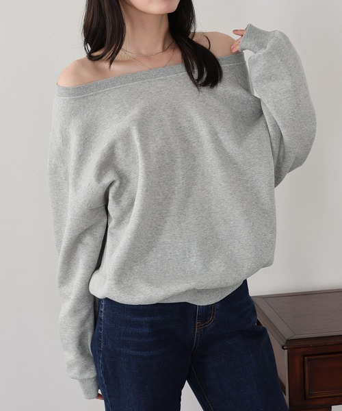 BLUEEAST（ブルーイースト）の「裏起毛オフショルスウェット（スウェット・レディース・ブラック/ネイビー/グレー・MEDIUM）」の3枚目の写真