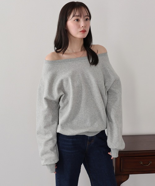 BLUEEAST（ブルーイースト）の「裏起毛オフショルスウェット（スウェット・レディース・ブラック/ネイビー/グレー・MEDIUM）」の21枚目の写真