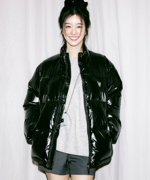 NICOLE BUTTERFLY GLOSSY PUFFER PADDING_BLACK