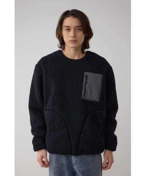 AZUL by moussy(アズールバイマウジー)の「シープボア防風トップス(スウェット・メンズ・カーキ/ブラック/チャコールグレー・LARGE/MEDIUM)」の17枚目の写真