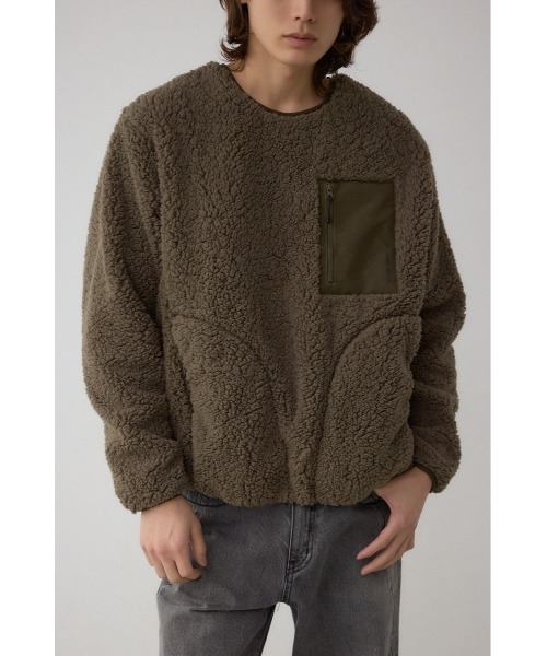 AZUL by moussy(アズールバイマウジー)の「シープボア防風トップス(スウェット・メンズ・カーキ/ブラック/チャコールグレー・LARGE/MEDIUM)」の8枚目の写真