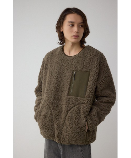 AZUL by moussy(アズールバイマウジー)の「シープボア防風トップス(スウェット・メンズ・カーキ/ブラック/チャコールグレー・LARGE/MEDIUM)」の10枚目の写真