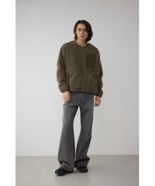 AZUL by moussy(アズールバイマウジー)の「シープボア防風トップス(スウェット・メンズ・カーキ/ブラック/チャコールグレー・LARGE/MEDIUM)」の11枚目の写真