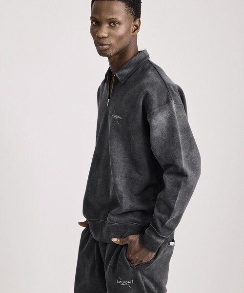 Saturdays NYC(サタデーズ ニューヨークシティ )の「Mott Relaxed Quarter Zip Surf Sweatshirt(スウェット・メンズ・ブルー/ベージュ/スミクロ・XL/M/L/S)」の4枚目の写真