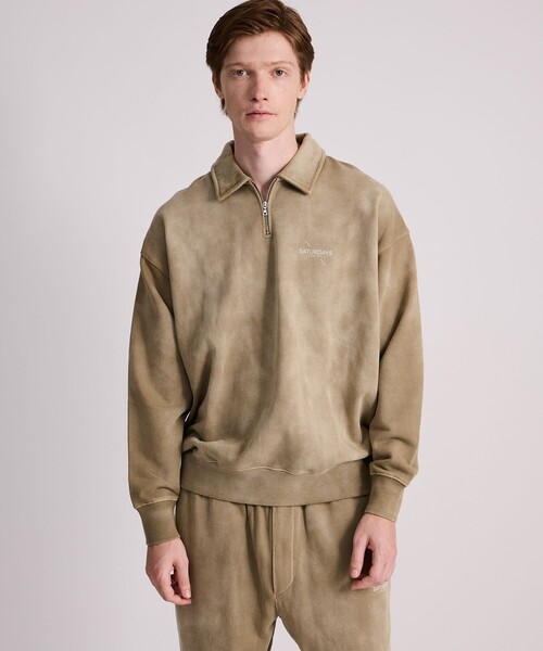 Saturdays NYC(サタデーズ ニューヨークシティ )の「Mott Relaxed Quarter Zip Surf Sweatshirt(スウェット・メンズ・ブルー/ベージュ/スミクロ・XL/M/L/S)」の6枚目の写真