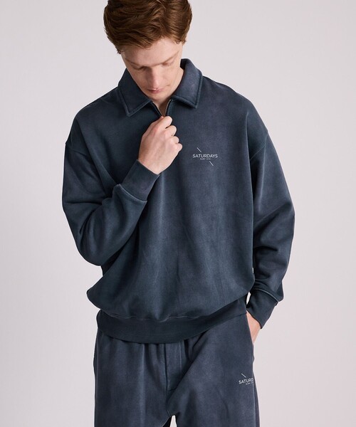Saturdays NYC(サタデーズ ニューヨークシティ )の「Mott Relaxed Quarter Zip Surf Sweatshirt(スウェット・メンズ・ブルー/ベージュ/スミクロ・XL/M/L/S)」の8枚目の写真
