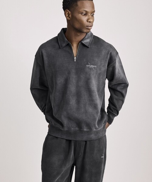 Saturdays NYC(サタデーズ ニューヨークシティ )の「Mott Relaxed Quarter Zip Surf Sweatshirt(スウェット・メンズ・ブルー/ベージュ/スミクロ・XL/M/L/S)」の2枚目の写真