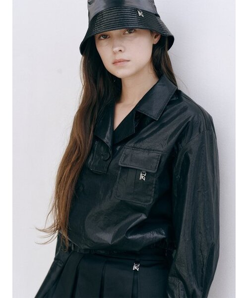 BERMUDAGRASS(バミューダグラス)の「グロッシーポケットジャケット_BLACK(その他アウター・レディース・その他・SMALL)」の1枚目の写真