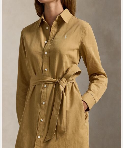 コットンリネン ベルテッド シャツドレス（シャツワンピース）｜POLO