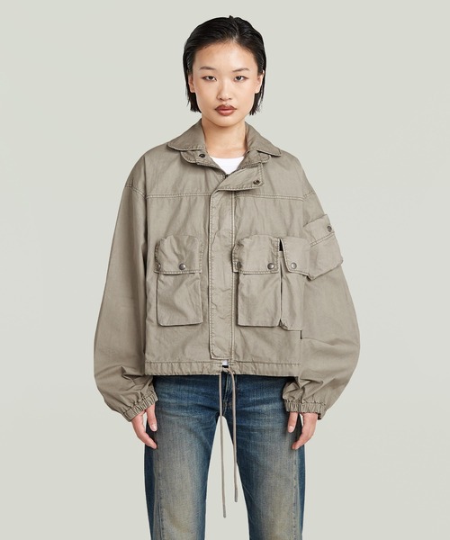 G-STAR(ジースター)の「Field Jacket/ミリタリーディテールマルチポケットオーバーサイズジップアップブルゾン(ブルゾン・レディース・グレー/カーキ・LARGE/MEDIUM/SMALL)」の1枚目の写真