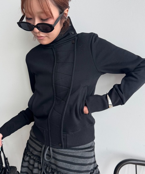 SHAGGIE（シャギー）の「裏起毛スタンドカラースウェットトップス（スウェット・レディース・カーキ/ブラック/グレー・FREE）」の12枚目の写真