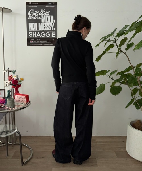 SHAGGIE（シャギー）の「裏起毛スタンドカラースウェットトップス（スウェット・レディース・カーキ/ブラック/グレー・FREE）」の10枚目の写真