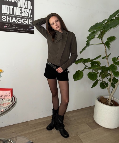 SHAGGIE(シャギー)の「裏起毛スタンドカラースウェットトップス(スウェット・レディース・カーキ/ブラック/グレー・FREE)」の7枚目の写真