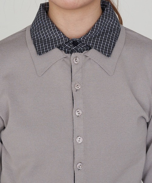 RAY CASSIN（レイカズン）の「シャツレイヤードカーディガン（カーディガン/ボレロ・レディース・グレー/ライトベージュ/ネイビー・FREE）」の9枚目の写真