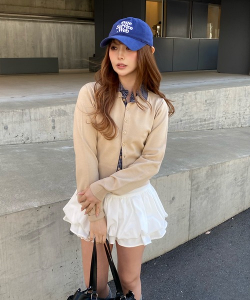 RAY CASSIN（レイカズン）の「シャツレイヤードカーディガン（カーディガン/ボレロ・レディース・グレー/ライトベージュ/ネイビー・FREE）」の14枚目の写真