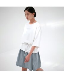 Half Sleeve Logo Dress _White