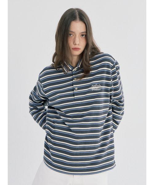 OAFISH(オアフィッシュ)の「STRIPE PIQUE LONG SLEEVE, GRAY(ポロシャツ・レディース・その他・ONE SIZE)」の4枚目の写真