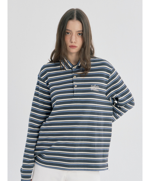 OAFISH(オアフィッシュ)の「STRIPE PIQUE LONG SLEEVE, GRAY(ポロシャツ・レディース・その他・ONE SIZE)」の3枚目の写真