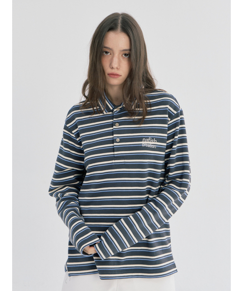 OAFISH(オアフィッシュ)の「STRIPE PIQUE LONG SLEEVE, GRAY(ポロシャツ・レディース・その他・ONE SIZE)」の2枚目の写真