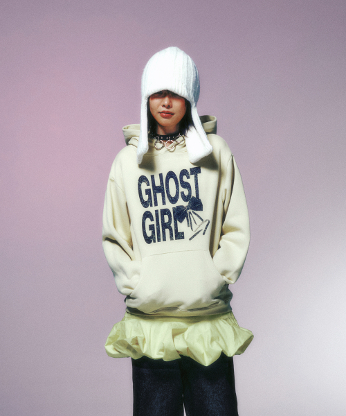 GHOST GIRL RIBBON HOODIE_YELLOW (NG2EFUM408A)