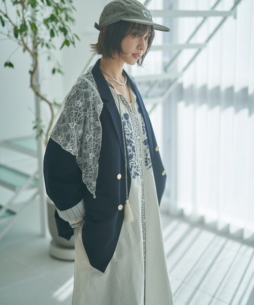 Remind me and forever(リマインドミーアンドフォーエバー)の「【India series】【nane】刺繍前開きワンピース(ワンピース・レディース・ブラック/アイボリー・FREE)」の6枚目の写真