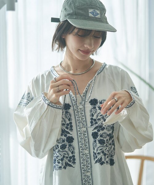 Remind me and forever(リマインドミーアンドフォーエバー)の「【India series】【nane】刺繍前開きワンピース(ワンピース・レディース・ブラック/アイボリー・FREE)」の13枚目の写真