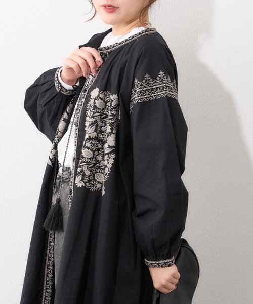 Remind me and forever（リマインドミーアンドフォーエバー）の「【India series】【nane】刺繍前開きワンピース（ワンピース・レディース・ブラック/アイボリー・FREE）」の16枚目の写真