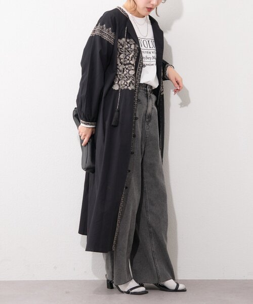 Remind me and forever（リマインドミーアンドフォーエバー）の「【India series】【nane】刺繍前開きワンピース（ワンピース・レディース・ブラック/アイボリー・FREE）」の15枚目の写真