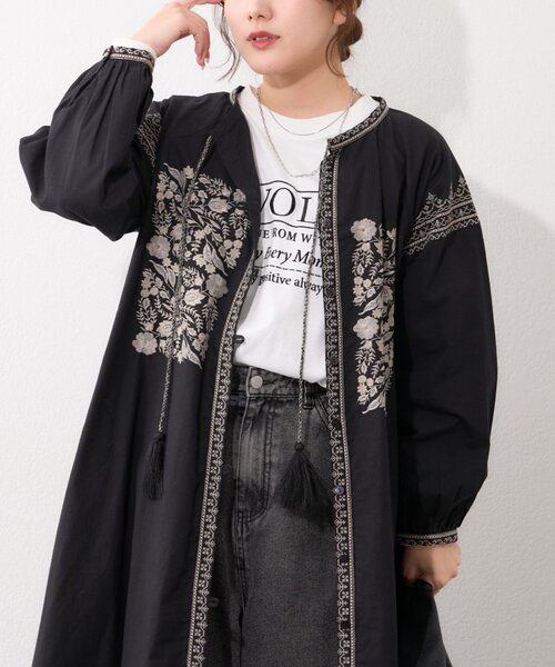 Remind me and forever（リマインドミーアンドフォーエバー）の「【India series】【nane】刺繍前開きワンピース（ワンピース・レディース・ブラック/アイボリー・FREE）」の12枚目の写真