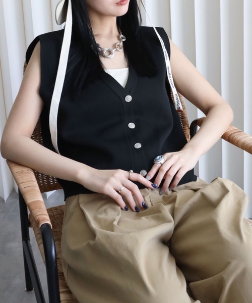 2026 SS 新作 】ストラクチャードスリーブニットベスト（ベスト