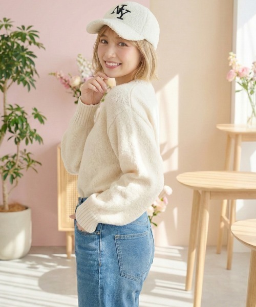 VIBGYOR（ヴィブジョー）の「【IZU】 NYロゴボアフリースキャップ（キャップ・レディース・アイボリー/ブラック・FREE）」の5枚目の写真