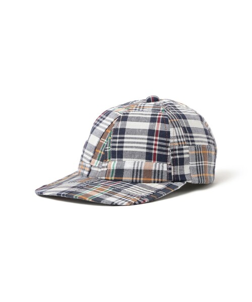 BEAMS PLUS（ビームスプラス）の「6 Panel Regimental Strap Madras PW（キャップ・メンズ・ネイビー/ピンク/ブラウン・ONE SIZE）」の2枚目の写真