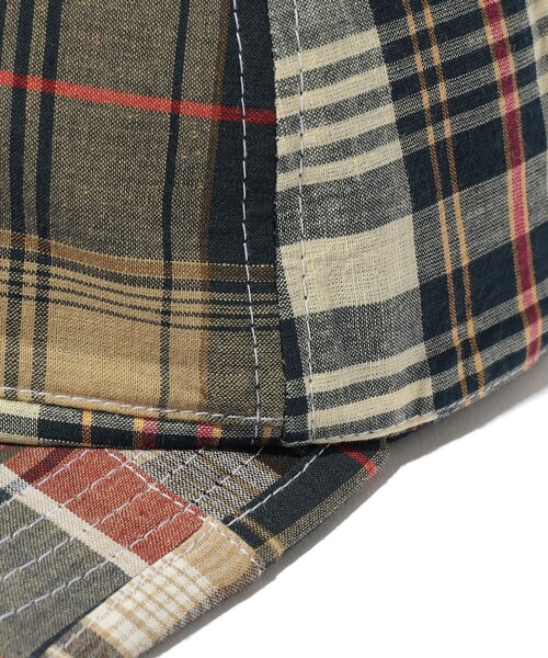 BEAMS PLUS（ビームスプラス）の「6 Panel Regimental Strap Madras PW（キャップ・メンズ・ネイビー/ピンク/ブラウン・ONE SIZE）」の8枚目の写真