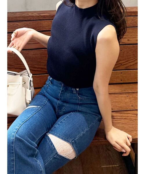 MERCURYDUO（マーキュリーデュオ）の「ノースリーブニット（ニット/セーター・レディース・ライム/ネイビー/オフホワイト/ブラック・FREE）」の4枚目の写真