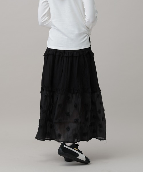 3.3 Field Trip （3.3フィールドトリップ）の「3.3 Field Trip／シアーヘムティアードロングスカート（スカート・レディース・ブラック/ホワイト・FREE）」の11枚目の写真