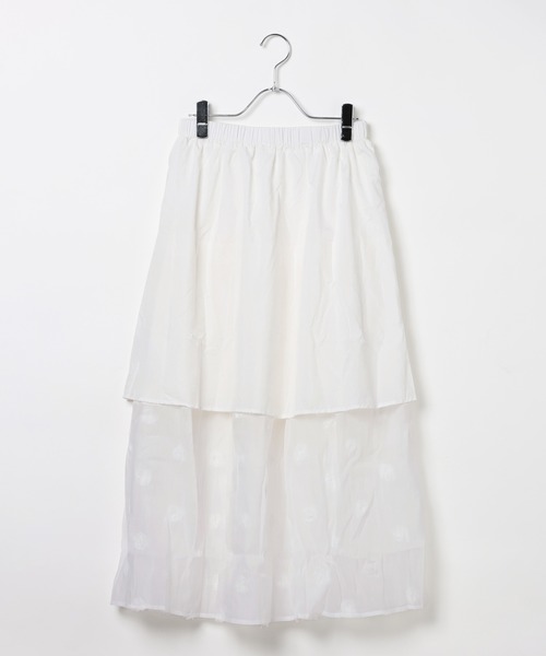 3.3 Field Trip （3.3フィールドトリップ）の「3.3 Field Trip／シアーヘムティアードロングスカート（スカート・レディース・ブラック/ホワイト・FREE）」の12枚目の写真