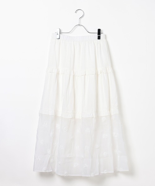 3.3 Field Trip （3.3フィールドトリップ）の「3.3 Field Trip／シアーヘムティアードロングスカート（スカート・レディース・ブラック/ホワイト・FREE）」の15枚目の写真