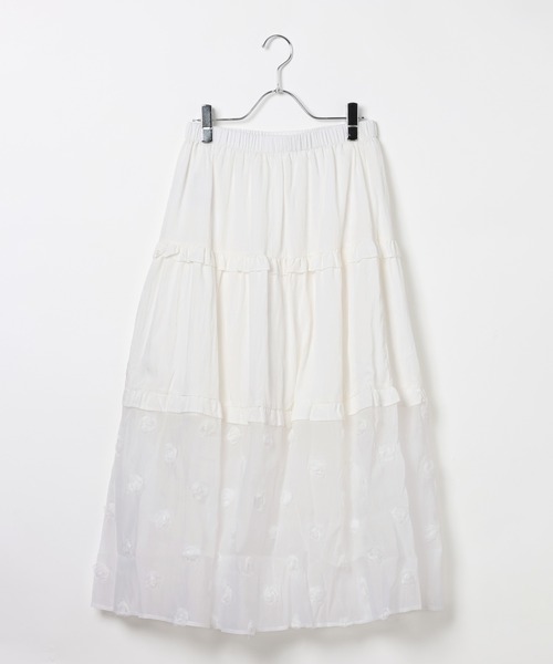 3.3 Field Trip （3.3フィールドトリップ）の「3.3 Field Trip／シアーヘムティアードロングスカート（スカート・レディース・ブラック/ホワイト・FREE）」の19枚目の写真