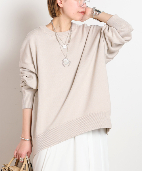 EVERYDAY I LIKE.（エヴリディアイライク）の「*ベーシックニット（ニット/セーター・レディース・ベージュ/ネイビー/グレー/サックスブルー・FREE）」の2枚目の写真