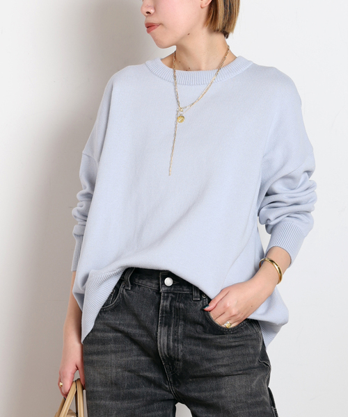 EVERYDAY I LIKE.（エヴリディアイライク）の「*ベーシックニット（ニット/セーター・レディース・ベージュ/ネイビー/グレー/サックスブルー・FREE）」の4枚目の写真